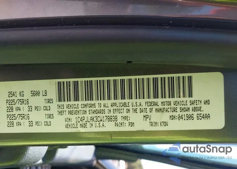 2012 Jeep Liberty Sport из США, поврежденный, VIN 1C4PJLAK3CW178838